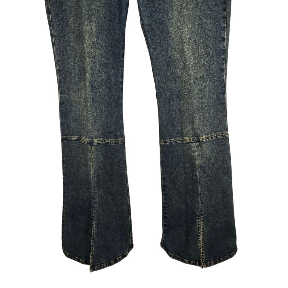 VTG YMI UBU Jeans 32x32 (JR 13) Split Hem Flare Leg Jeans Y2K Pocketless Stretch - Picture 3 of 11